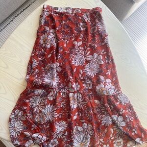UO Floral Orange White Ruffle skirt